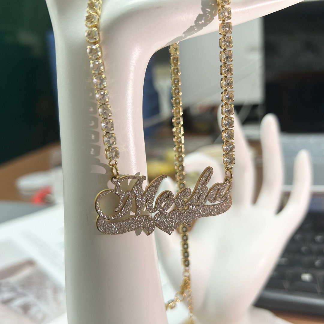 Custom Name Necklace, Bling Name Necklace, Big Name Necklace, Tennis