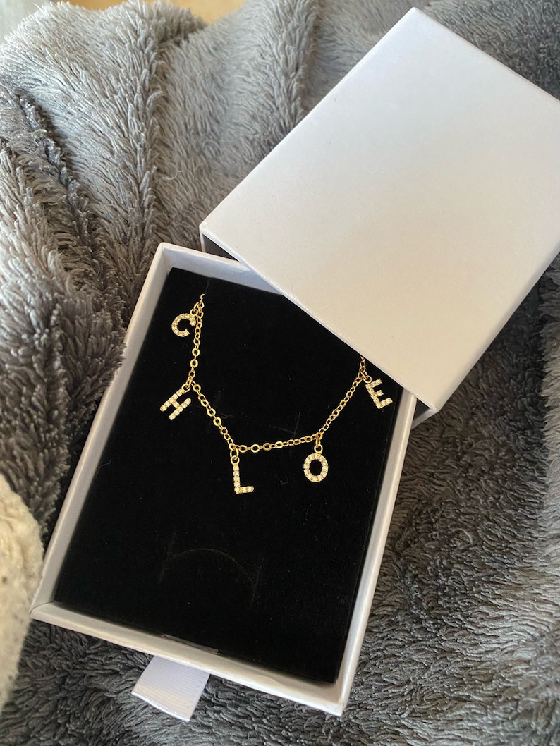 Custom Diamond Name Necklace, Zirconia Name Necklace, CZ Letter ...