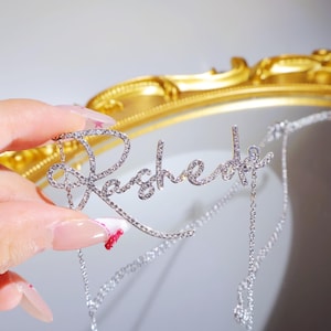 Custom Name Necklace,Diamond Name Necklace,Pave Name Necklace,Dainty Name Jewelry,Bling Necklace,Personalized Jewelry,Mom Gifts For Her