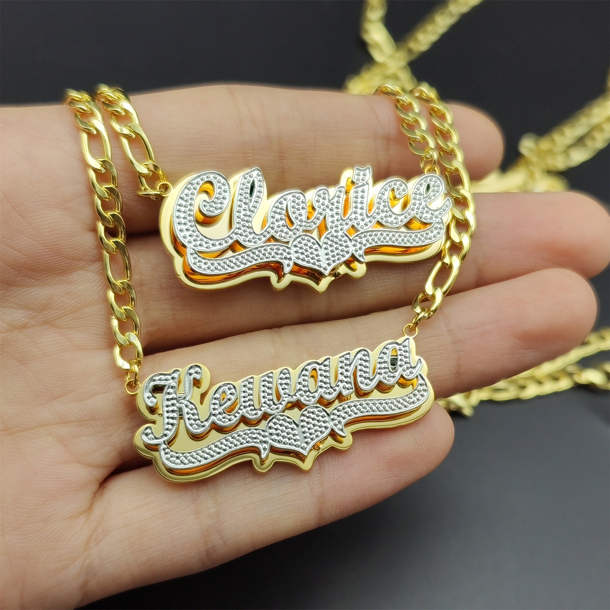 Two-tone 3D Name Necklace, Double Plated, Personalized Gift - Etsy