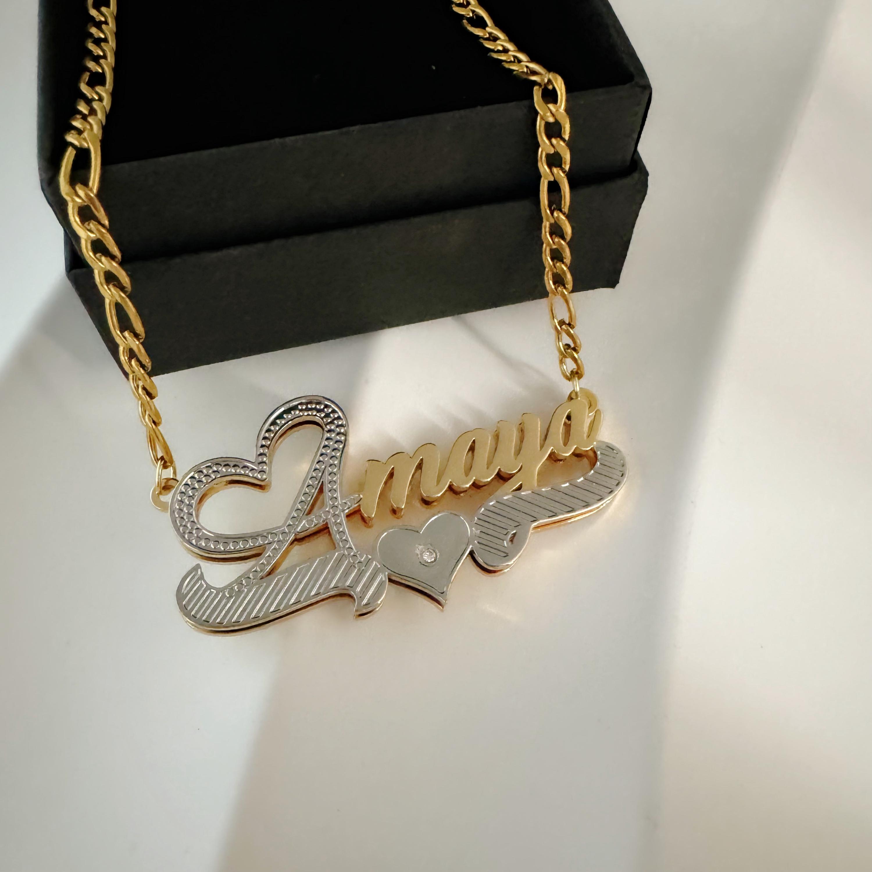 Double Plated Custom Name Necklace, Two-tone Personalized Jewelry
