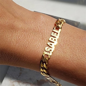 Pulsera con nombre cubano personalizada de 8 mm de grosor, pulsera con nombre de sangre, pulsera personalizada para hombres y mujeres, pulsera con nombre, pulsera de acero inoxidable