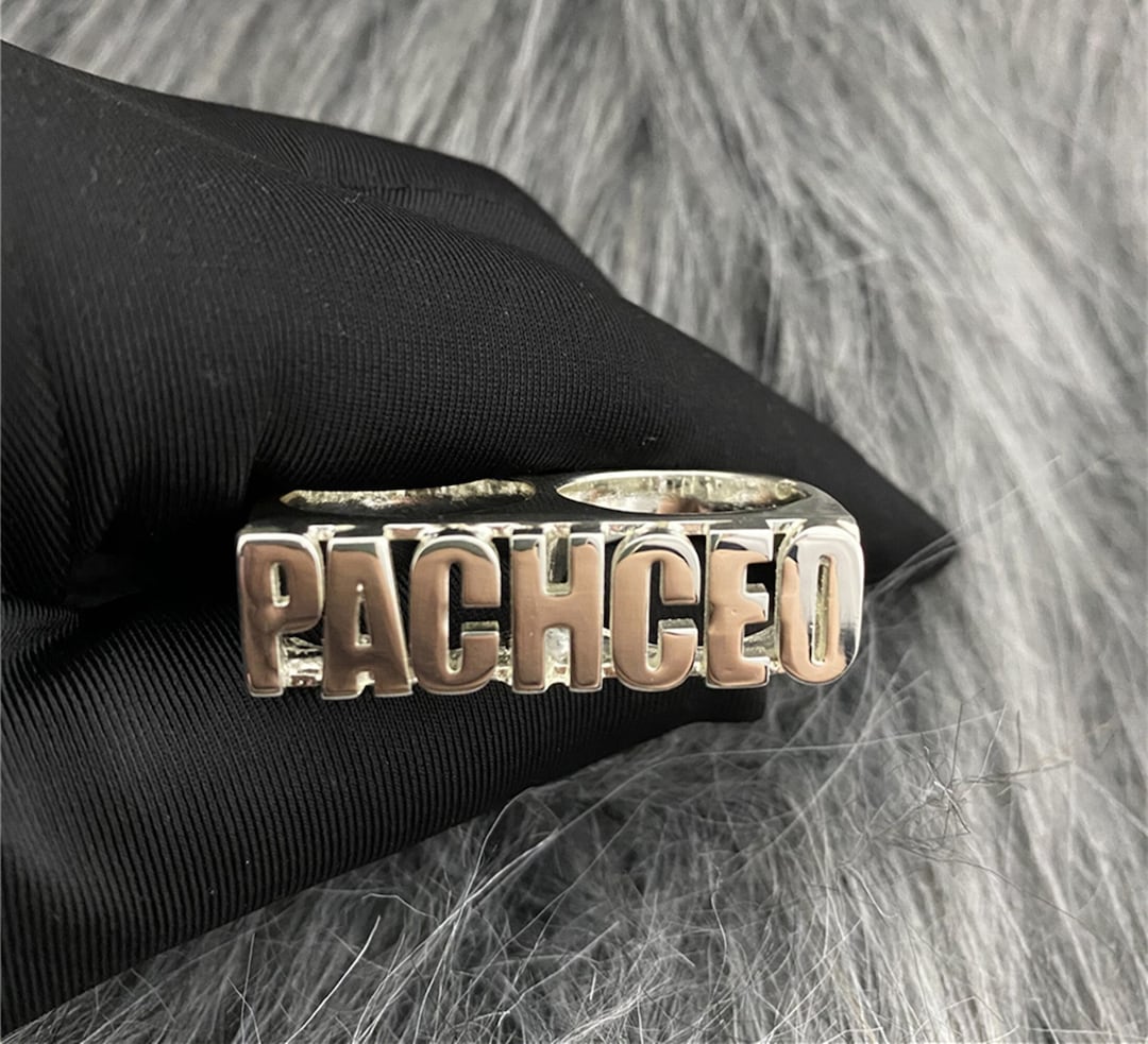 Custom Two Fingers Ring, Nameplate Ring, 14 Fingers Ring, Three