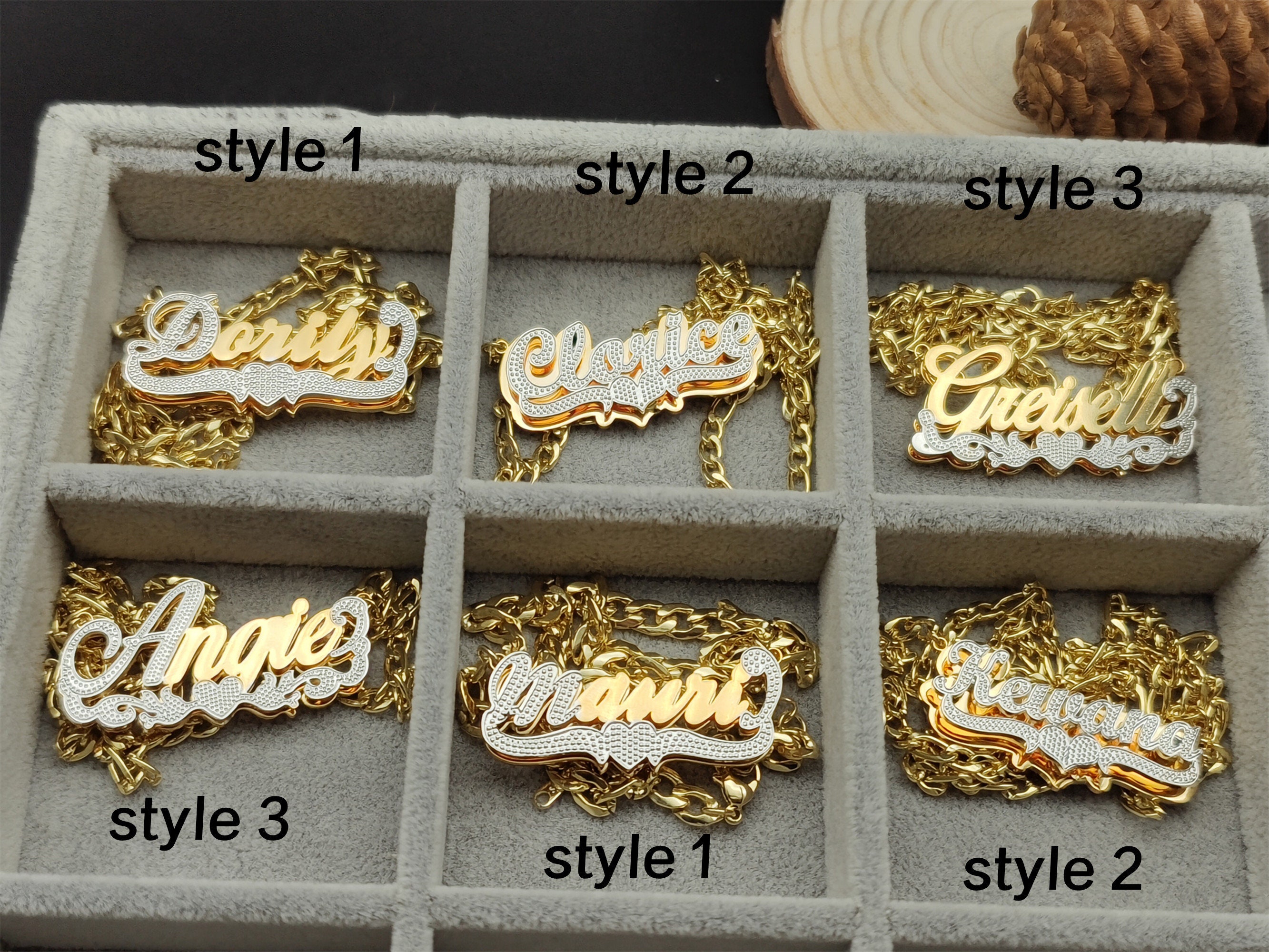 PRY Double Plate Necklace シュウト Two-tone 3D Name Necklace, Double Plated, Personalized Gift - Etsy