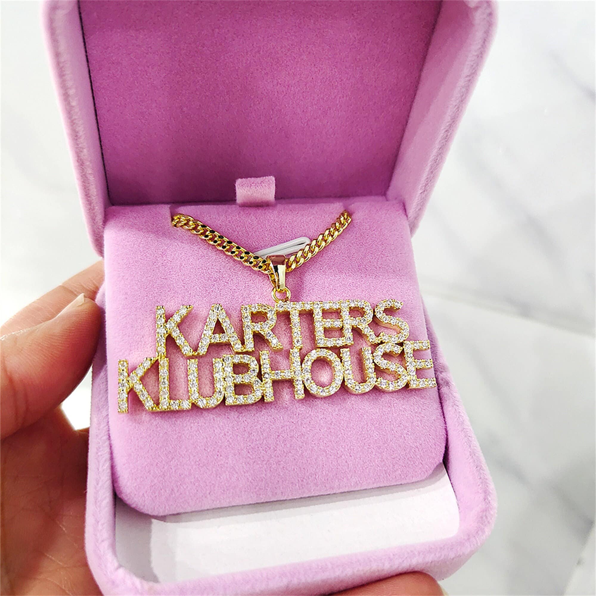 Custom Zirconia Name Necklace, Personalized Letter Pendant - Etsy