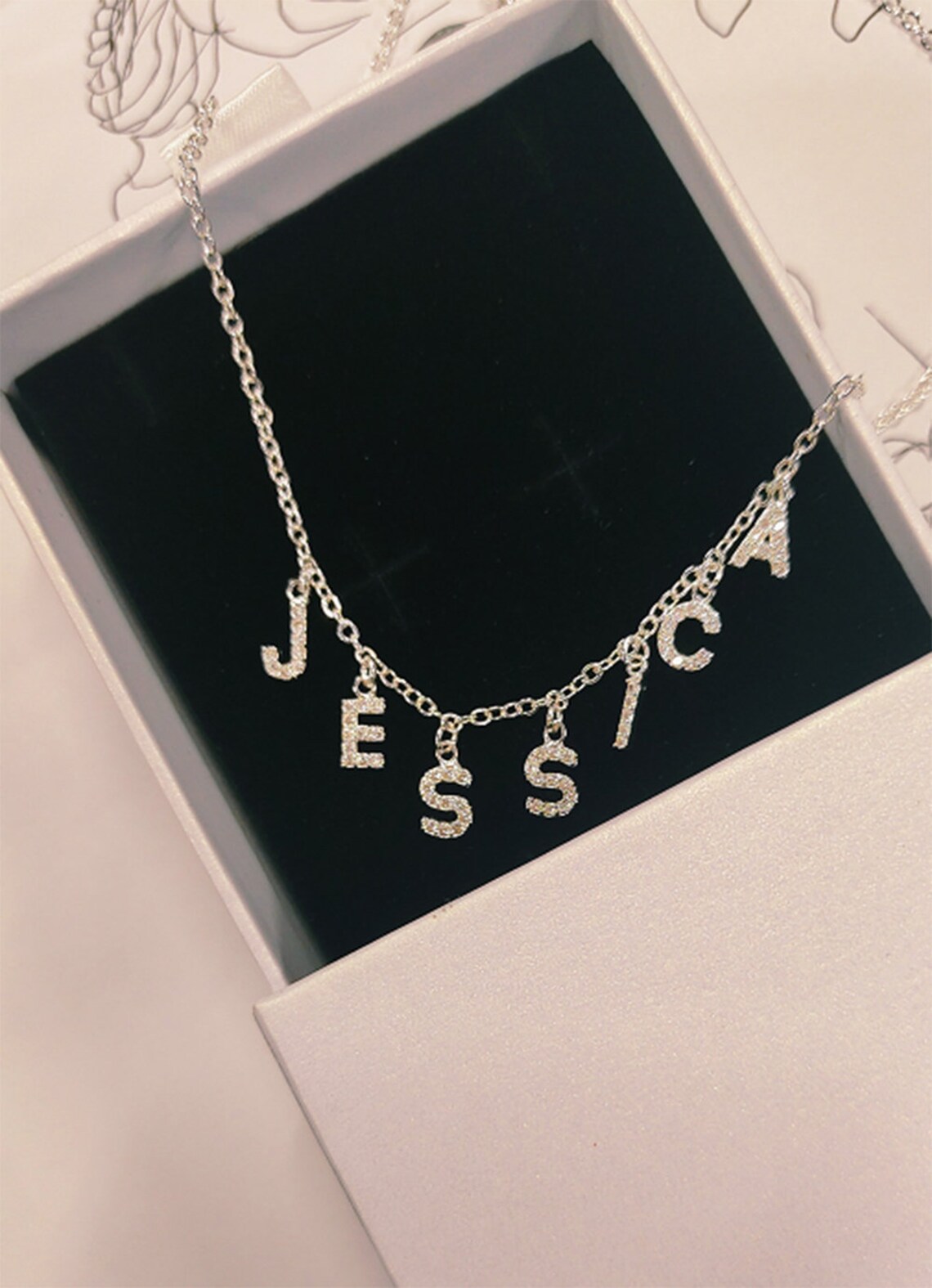 Custom Diamond Name Necklace, Zirconia Name Necklace, CZ Letter ...