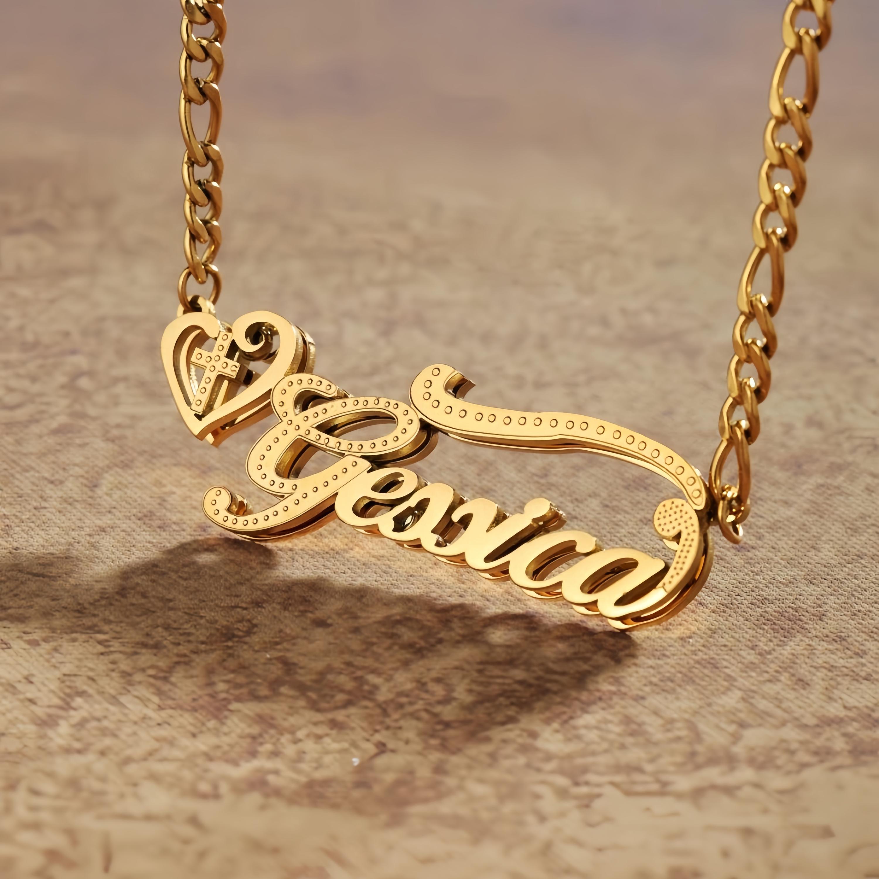 Custom 18K Gold Name Necklace, Double Plated Personalized Jewelry