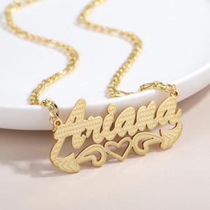 Personalized Double Plated Name Necklace, Custom Name Necklace, 3D Name Necklace, Nameplate Necklace, Gold Name Necklace, Gift for Women