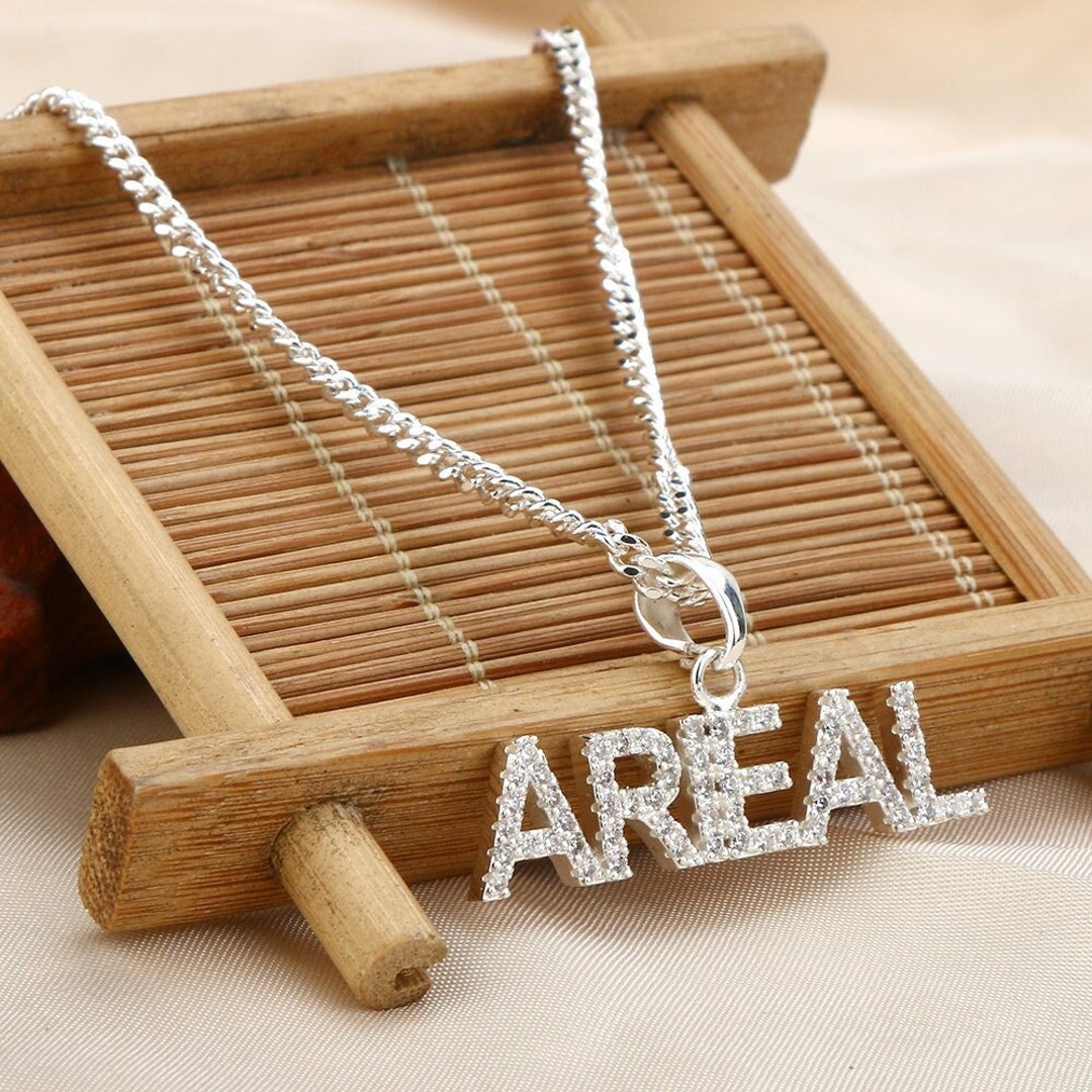 Custom Diamond Name Necklace, Zirconia Name Necklace, CZ Letter ...