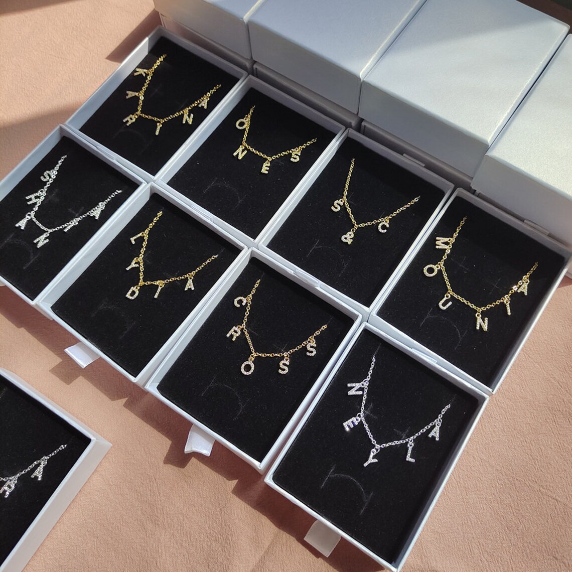 Custom Diamond Name Necklace, Zirconia Name Necklace, CZ Letter ...