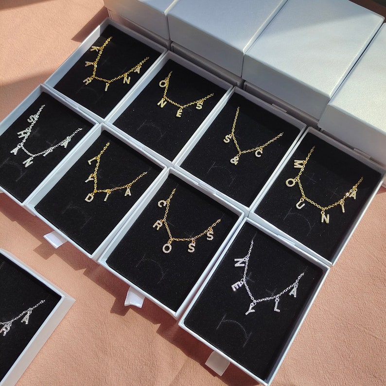 Custom Diamond Name Necklace, Zirconia Name Necklace, CZ Letter ...