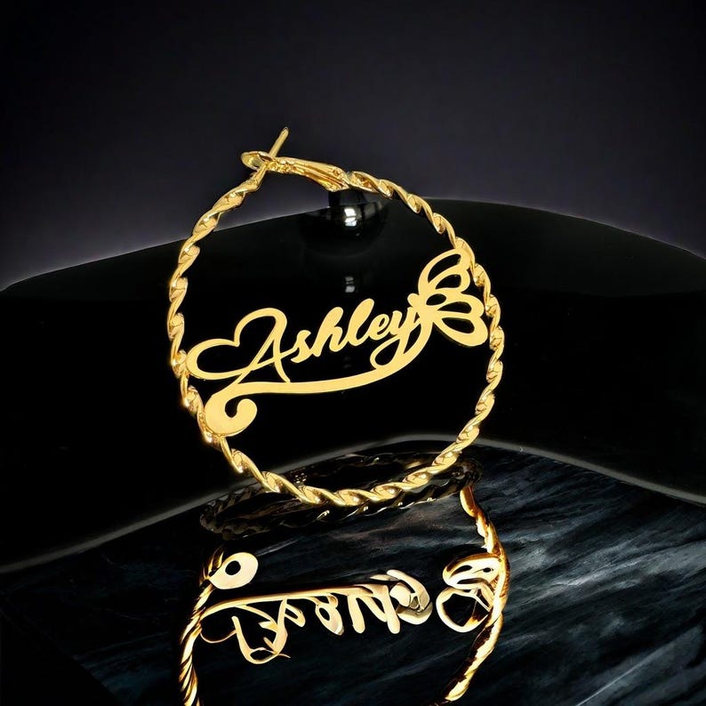 Custom Hoop Earrings, Name Hoop Earrings, Large Big Hoop Earrings, Kids