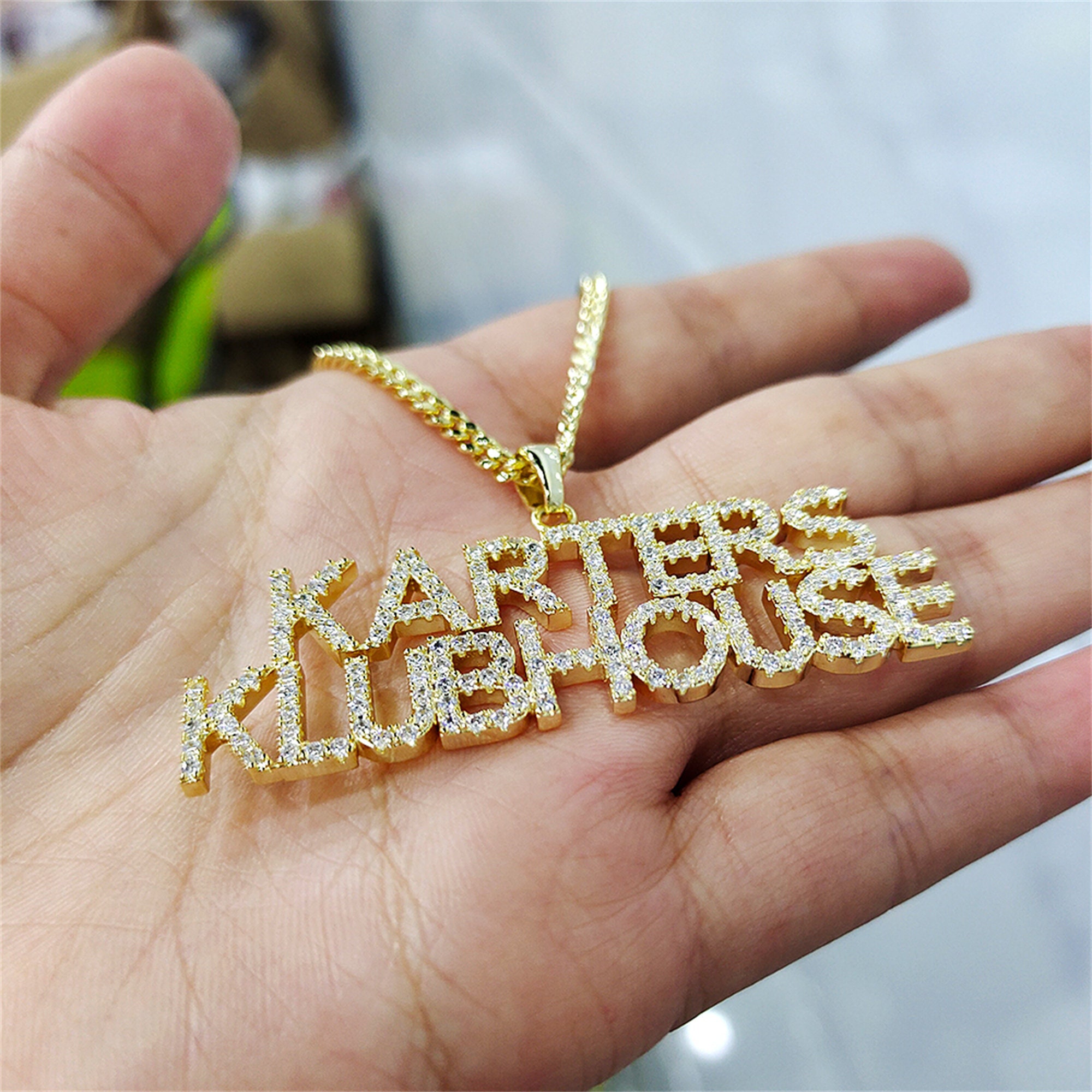 Custom Zirconia Name Necklace, Personalized Letter Pendant - Etsy
