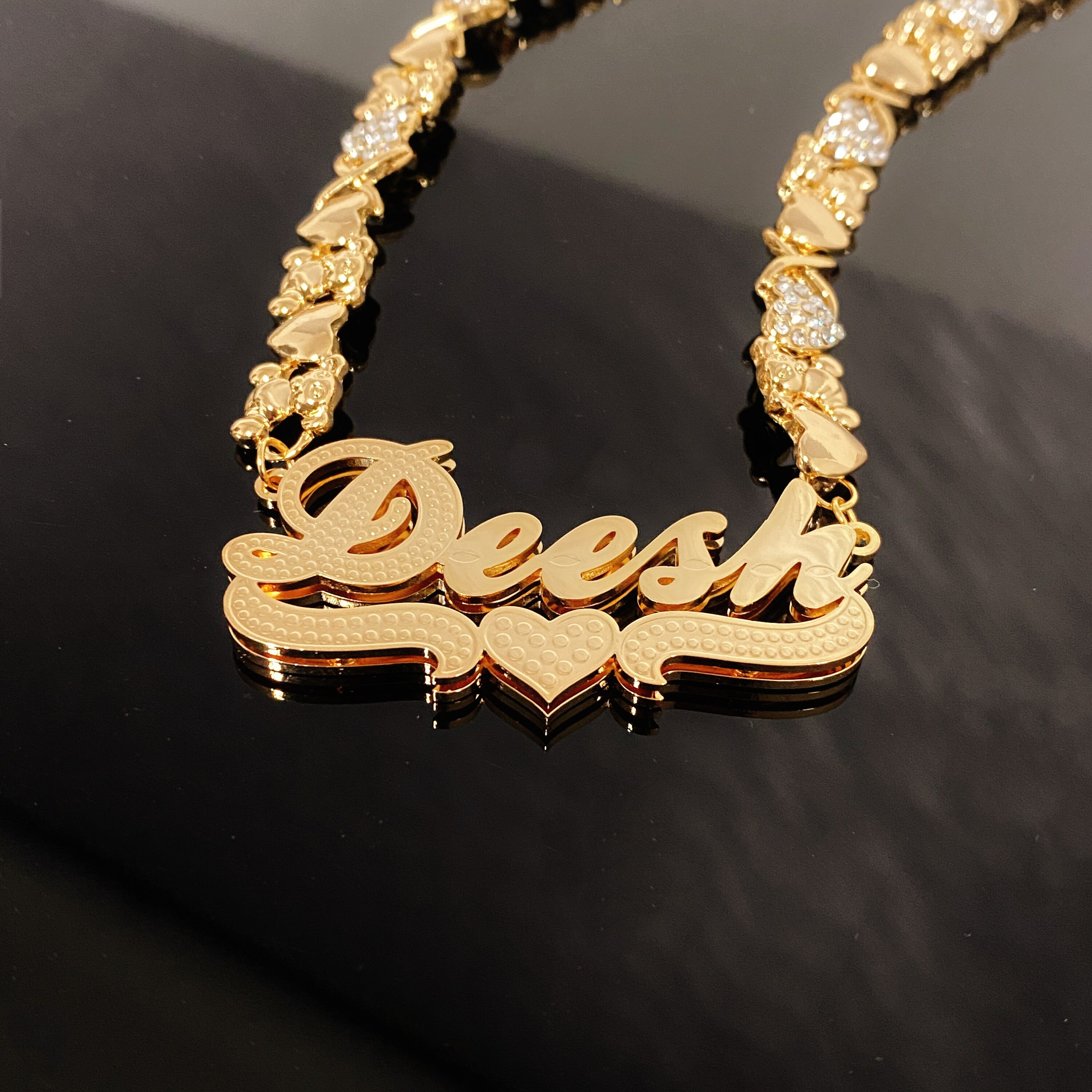 Custom Name Necklace, Teddy Bear XO Chain, Personalized Jewelry - Etsy
