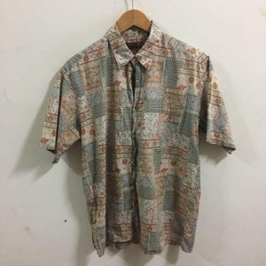 Vintage Tori Richard Honolulu Hawaiian collar shirt size M brown button shirt casual relaxed