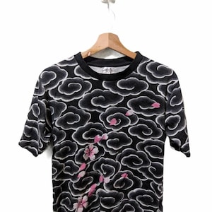Sukajan full print sakura flower shirt size S small youth kid black color japanese