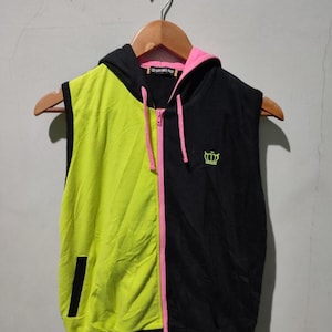 Vintage Baby Doll Sweater Hoodie/Size L/Black Green Colour/Full Zip/No Patches/Japanese Brands/Streetwear