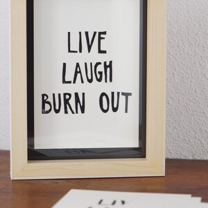 Original Linoldruck "live love burn put" | DIN A6 Dankeskarte, Postkarte, Wandbild, Karte