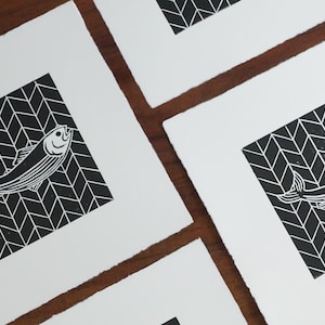 Original linocut print | Fish