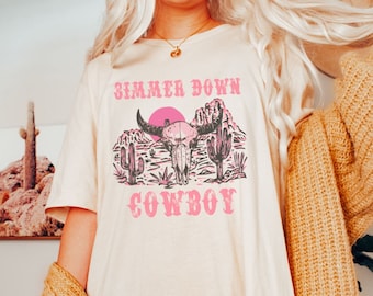 Western Graphic Cowboy T Shirt Cowboy Crewneck Bull Skull Cute Country Concert Tee Oversized Country Girl Howdy Trendy Clothes
