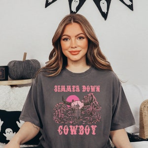 Comfort Colors Simmer Down Cowboy Shirt Western Clothes Nasvhille Tee Country Concert Shirt Howdy Tshirt Western Graphic Tee Bull Skull