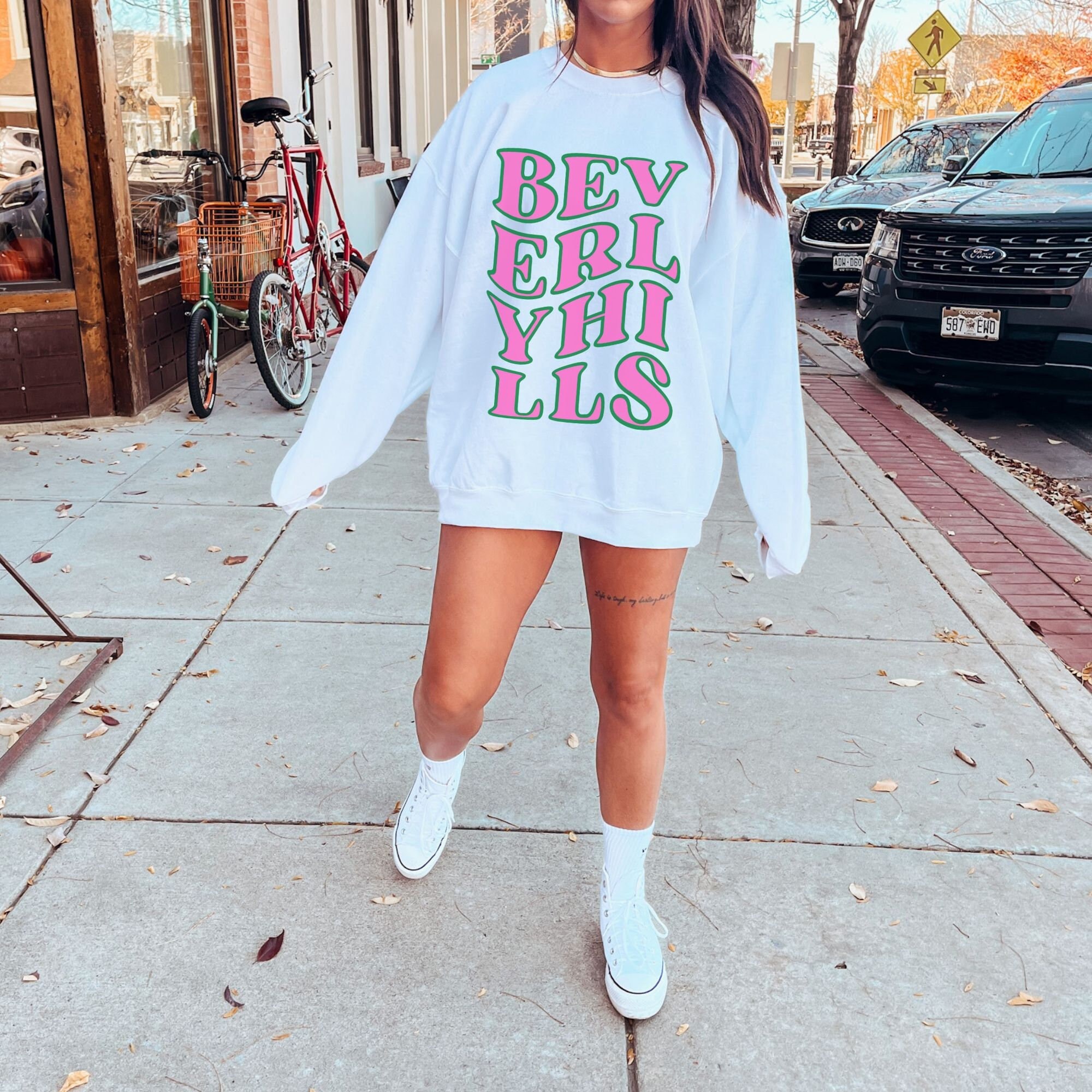 Beverly Hills Crewneck Sweatshirt Pink Beverly Hills Shirt - Etsy