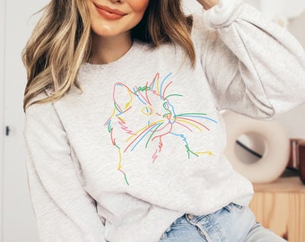 Cat Mom Sweatshirt, Cat Sweatshirt, Oversized Cat Sweatshirt, Cat Lover Sweatshirt, Cat Lover Gift, Gifts for cat lover,