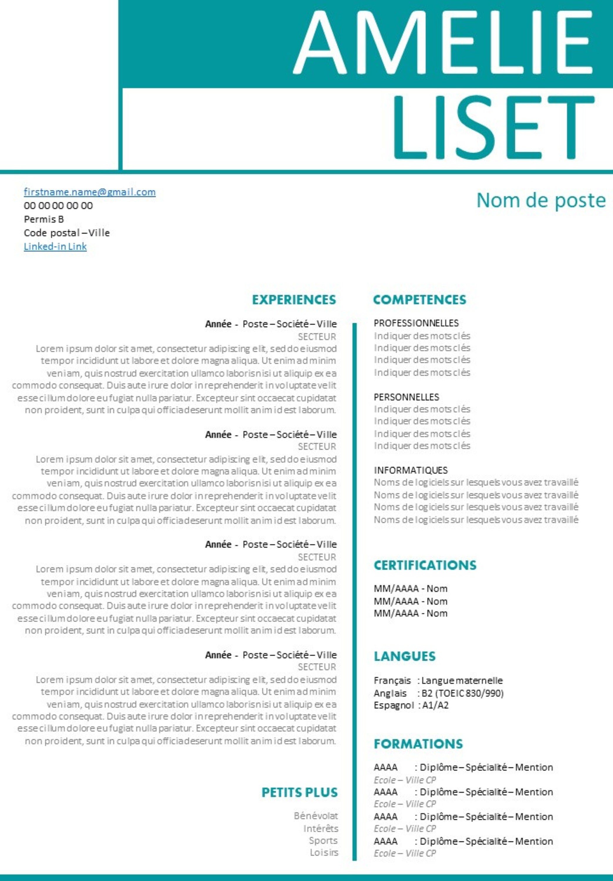 CV Template / Résume Template Green Etsy