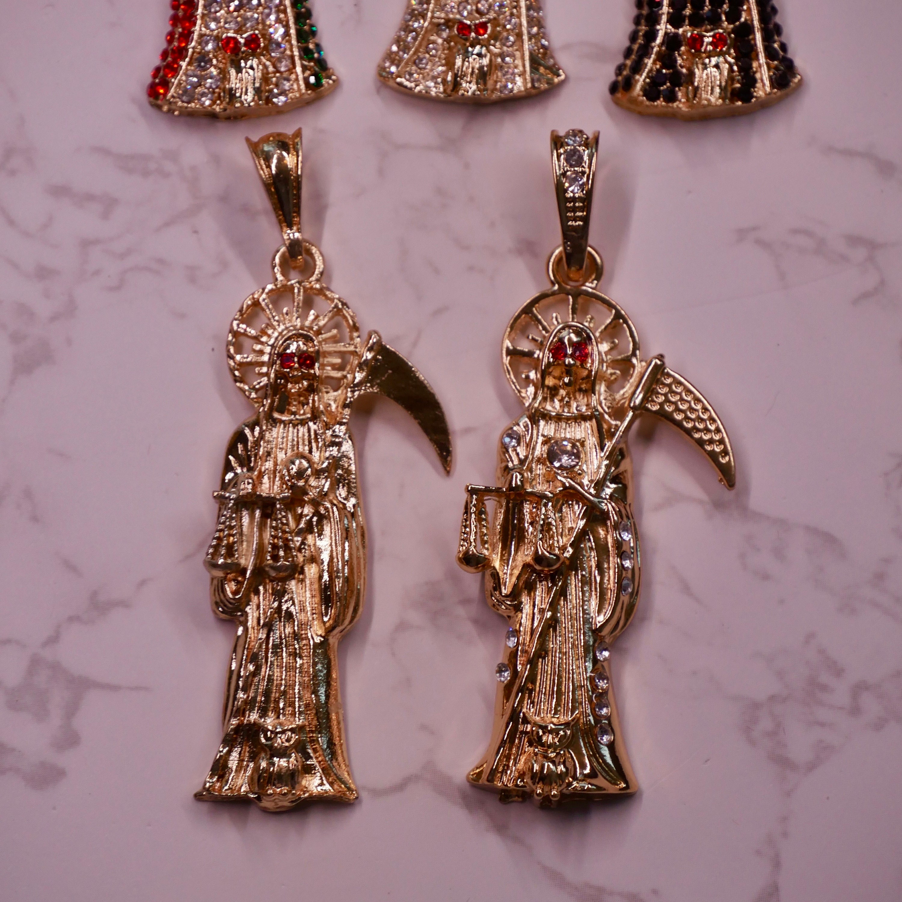 SANTA MUERTE PENDANTS Gold And Silver Plated Holy Death Gift santa-muerte-pendants-gold-and-silver-plated-holy-death-gift