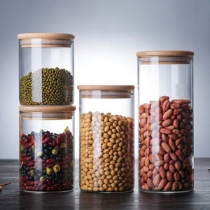 Storage Jars with Airtight Bamboo Clamp Lids - Set of 6