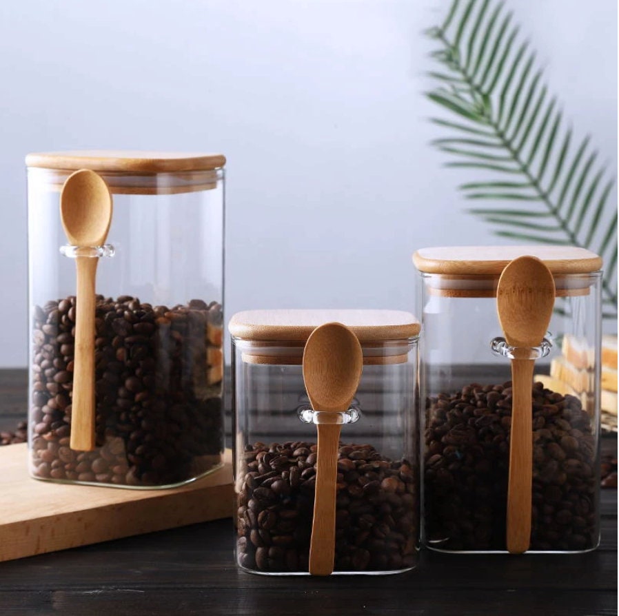 Jars with Bamboo Lids & Spoons - Bed Bath & Beyond - 39467147