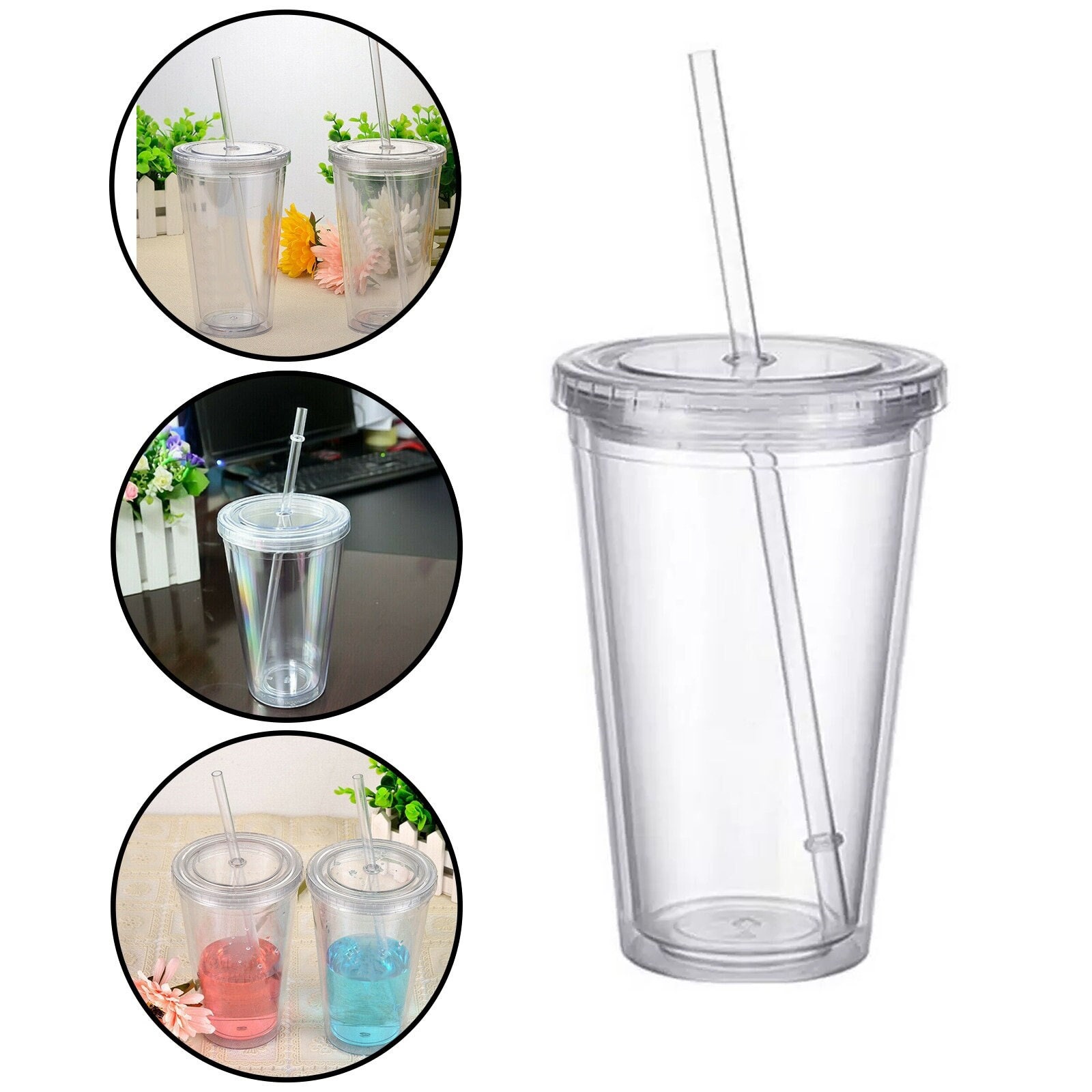 710ml Reusable Cups with Lids and Straws,Mermaid Scales Tumbler,Kids Cups  Tumblers,Double Walled Drinking Cup Iced Coffee Cold Water Bottle Smoothie Tumbler  Travel Mugs for Girls Women Party