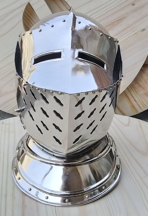 Medieval Visor Chrome Finish Helmet Warrior Armour Suit - Etsy
