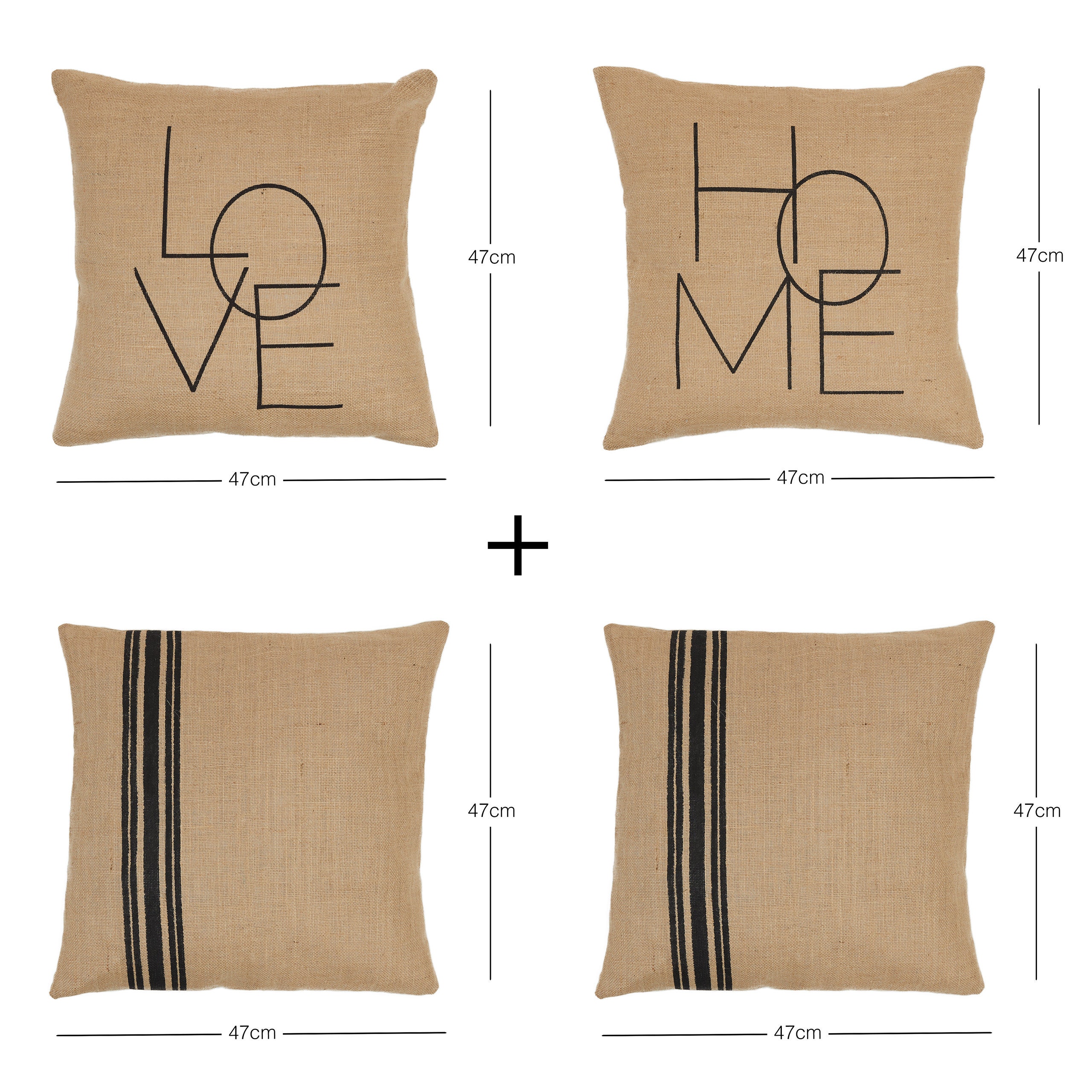 Natural Jute Cushion Covers 50cm X 50cm, Square Pillow Cases 20x20