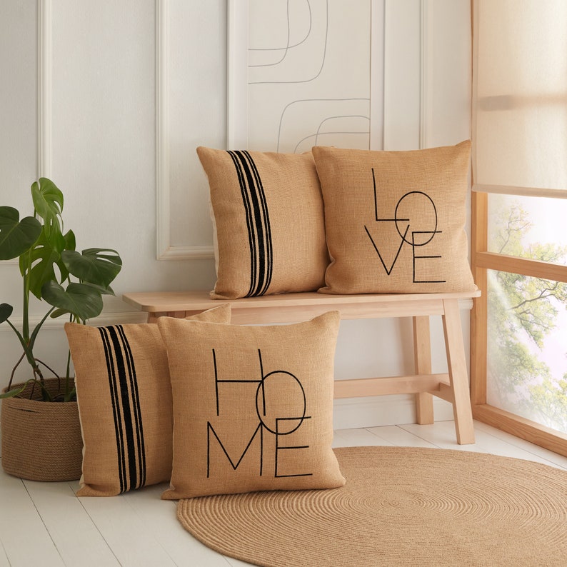 Natural Jute Cushion Covers 50cm X 50cm, Square Pillow Cases 20x20