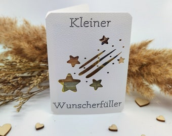 Geldgeschenk-Karte "Wunscherfüller" (personalisierbares Geldgeschenk für Weihnachten, Geburtstag, Jubiläum) inkl. Craftpapier-Kuvert