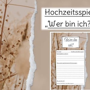 Hochzeit Spiel: Wer bin ich? (Fragekarten für ein Spiel für die Gäste)