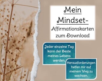 Cartes d'affirmation "My Mindset" (cartes de courage avec justifications) cartes de motivation pour enfants et adultes, TÉLÉCHARGEMENT INSTANTANÉ