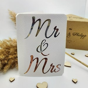Hochzeitskarte/ Mr & Mrs/Gratulationskarte zur Hochzeit (mit Umschlag, personalisierbar)