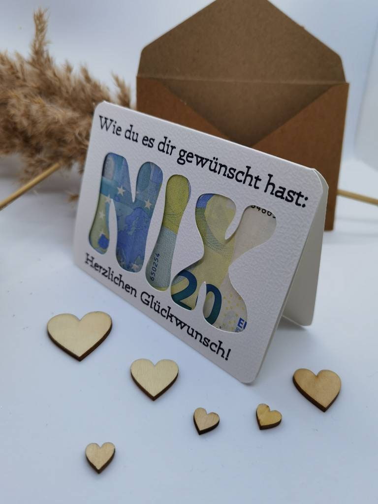 GeldgeschenkKarte/Gratulationskarte mit Geld "NIX" (personalisierbare