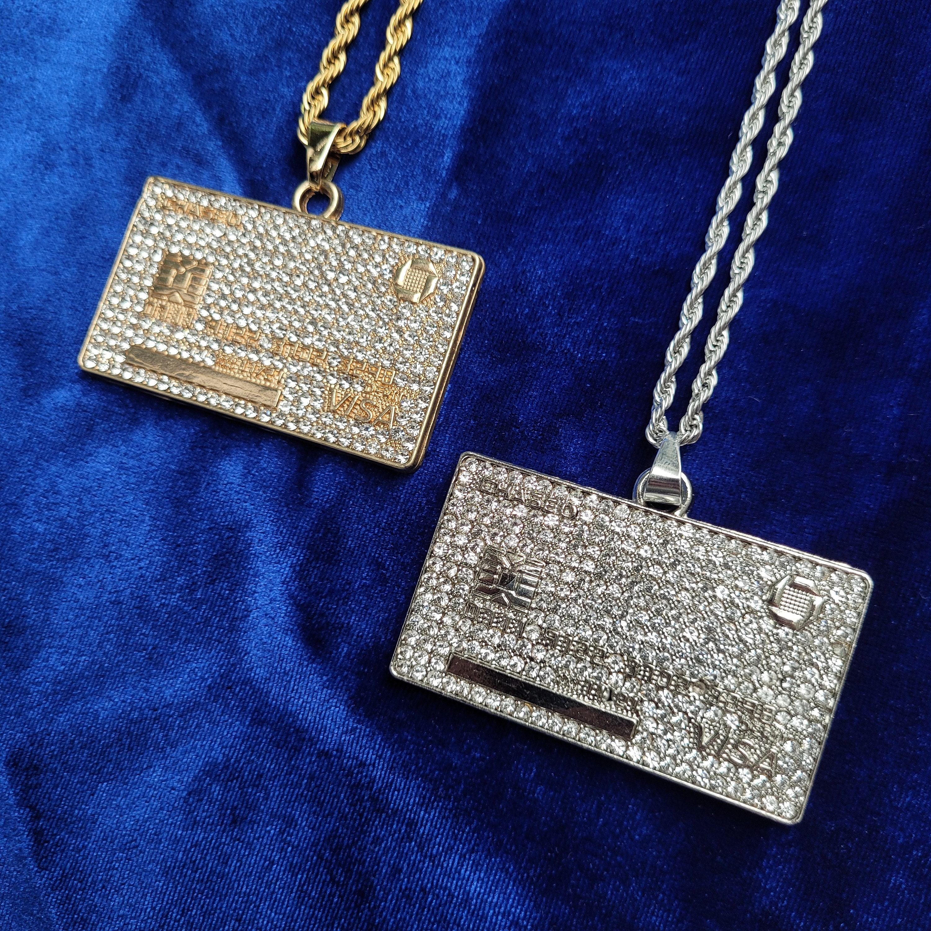 Iced Out Premium Diamond Credit Card Pendant Necklace Etsy UK
