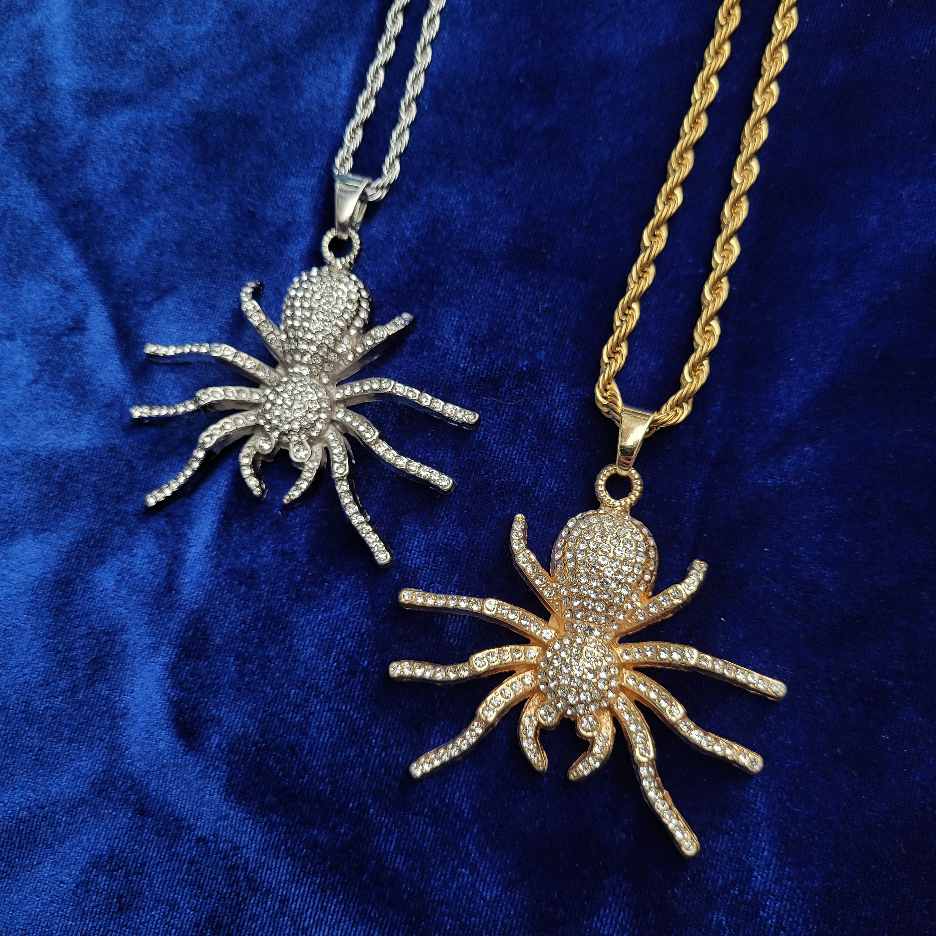 Iced Out Diamond Tarantula Spider Pendant Necklace Etsy UK