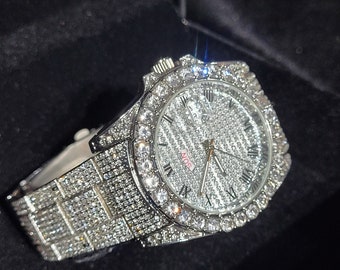 VVS Simulated Iced Out Shine CZ Quality Luxury Diamond Hiphop Bling Watch