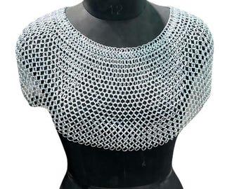Handcrafted Chainmail Collar Necklace – Medieval Shoulder Armor, Chain Mail Costume Accessory, Renaissance Jewelry