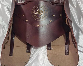 Medieval Leather Warrior Armor Skirt, Unisex Armor Belt with Buckles, Brown (36 to 40)