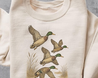Sweat nature canard rétro, pull colvert animalier vintage des années 90, chemise cabine rustique unisexe Cabincore Crewneck Cozy Season Cozy Season