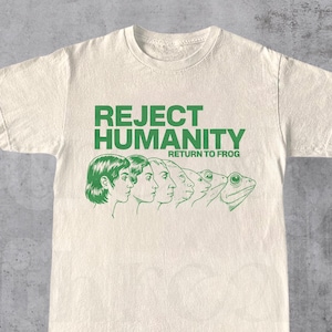 Reject Humanity Return To Frog Shirt, Funny Frog Meme Tee, Weirdcore Meme T-Shirt, Frog Lover Gift, Unisex Graphic Tee