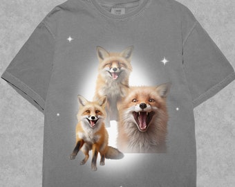 Three Fox Vintage T-Shirt | Comfort Colors Fox Shirt | Funny Fox Retro Style 90s Tee