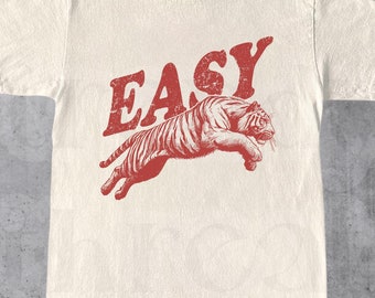 Chemise tigre facile, T-shirt bohème rétro, Chemise esthétique tendance unisexe, T-shirt graphique surdimensionné, Vêtements hippie, Chemise indie, T-shirt graphique Tigre