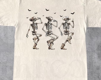Western Halloween Cowboy Skeletons Dance T-Shirt, Fun Spooky Party Outfit, Unique Halloween Costume Gift, Graphic Tee, Halloween, Western